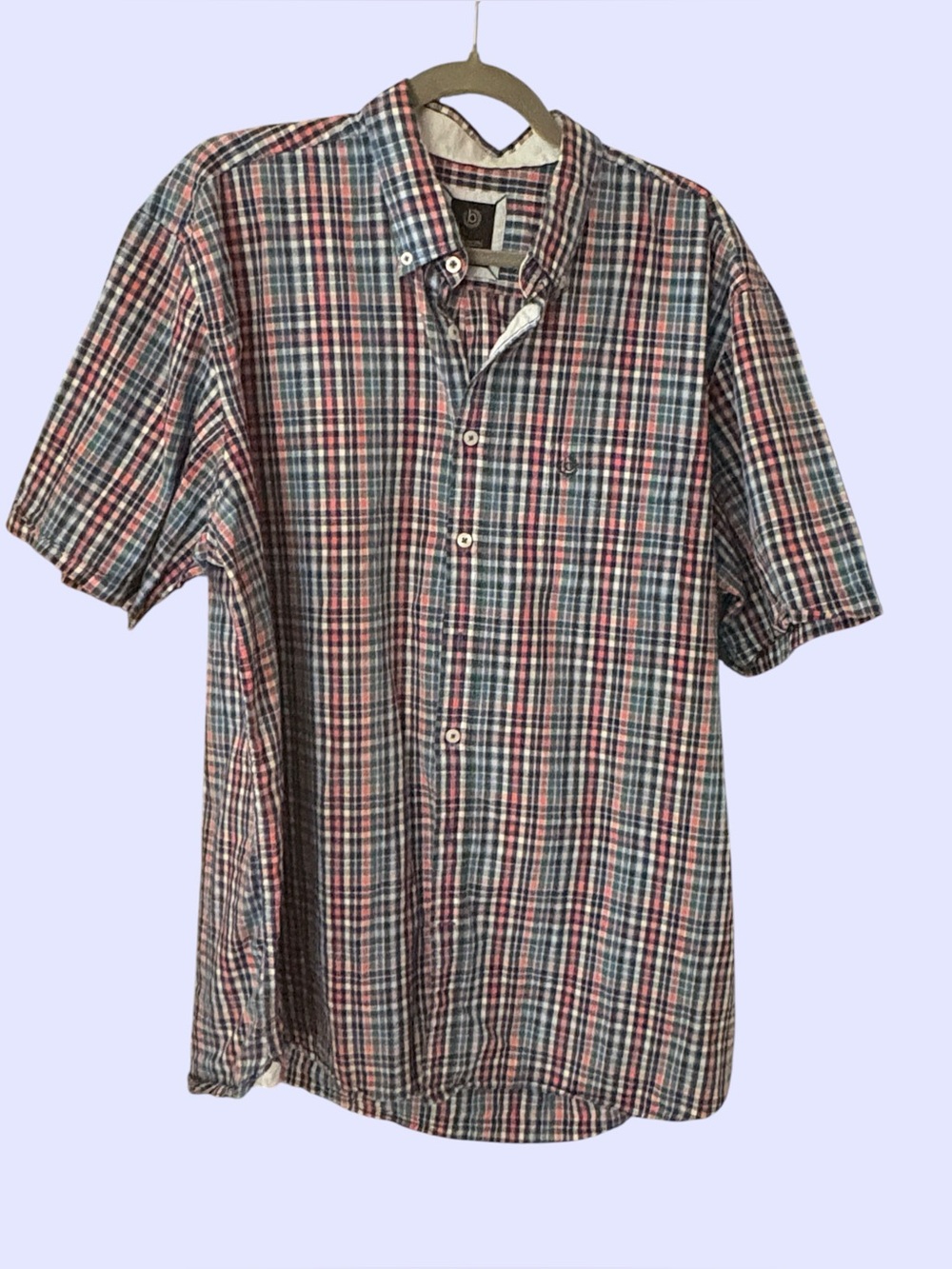 Bugatti Mens Short Sleeve Plaid Button Down Shirt xL